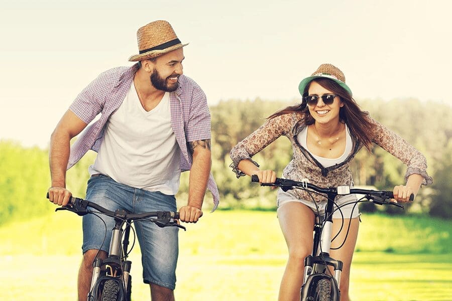 couple biking after an iv infusion